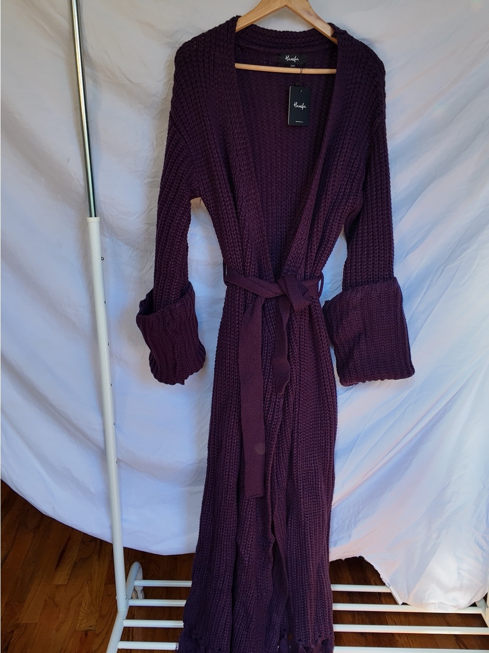 Hanifa Miya Knit Cardigan Dress Eggplant